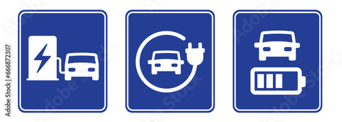 EV charging station electric vehicle car charger sign blue color