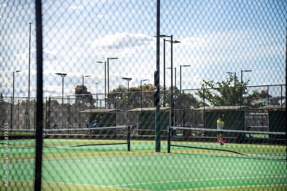 Fototapeta premium synthetic tennis court at a tennis court in summer in australia