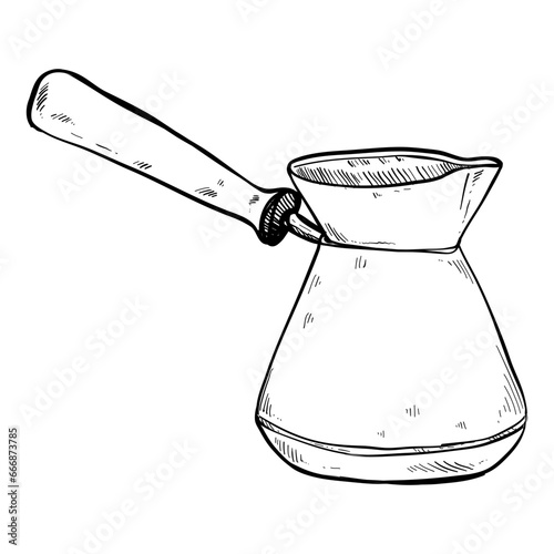 turkish coffee pot hand drawn