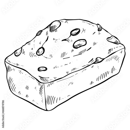raisin bread dessert hand drawn