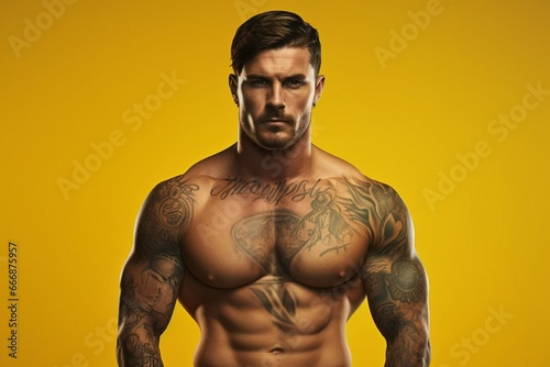 Handsome tattooed man MMA fighter style