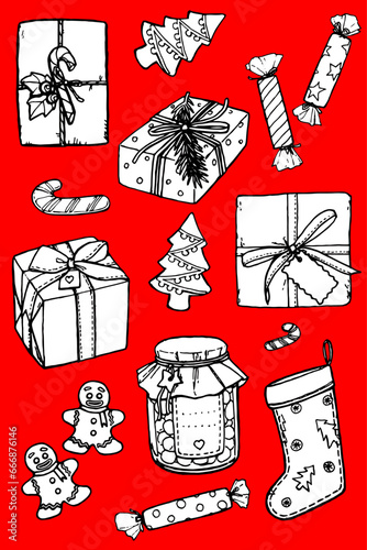 Christmas and New Year Gifts for coloring