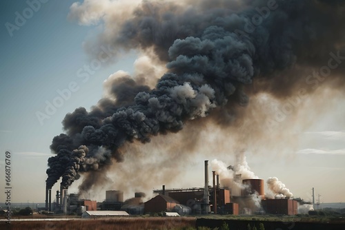 Smoke emitting from industry against sky