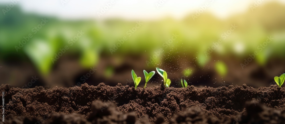 Fototapeta premium Monitor soil quality composition and technology icons for smart farm agricultural development