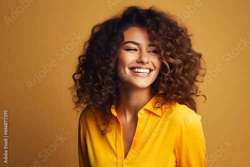 portrait of a woman on a yellow background