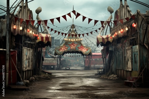 Abandoned carnival with textured background for your Halloween promotions