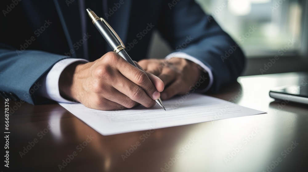 Close-up of hands holding a pen and writing a letter to a political representative, advocating for positive social change - obrazy, fototapety, plakaty 