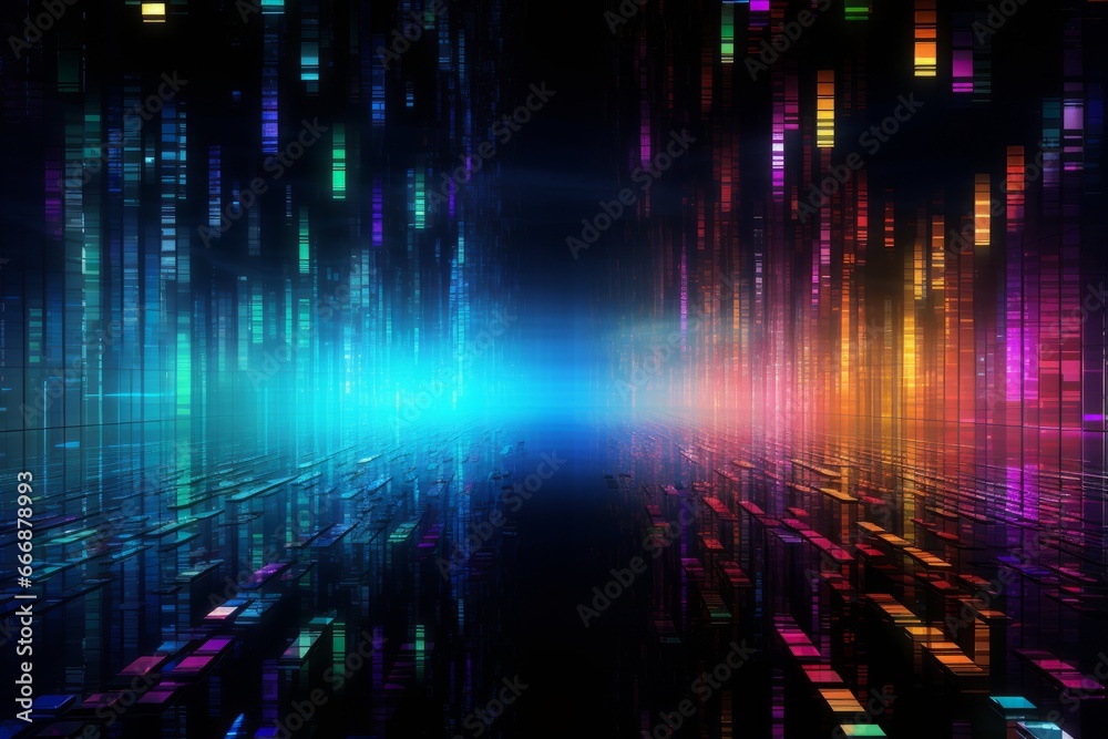 Digital data stream with bright neon colors. Futuristic, technology, information concept Digital data stream with bright neon colors. Futuristic, technology, information concept