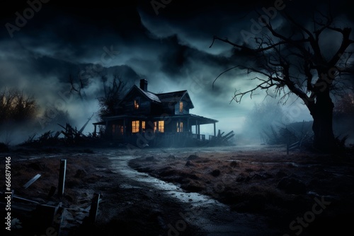 Empty haunted house background for Halloween-themed mock-ups