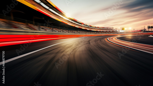 Sport motion blurred racetrack photo