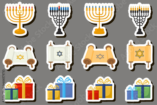 Beautiful illustration on theme of celebrating annual Hanukkah holiday