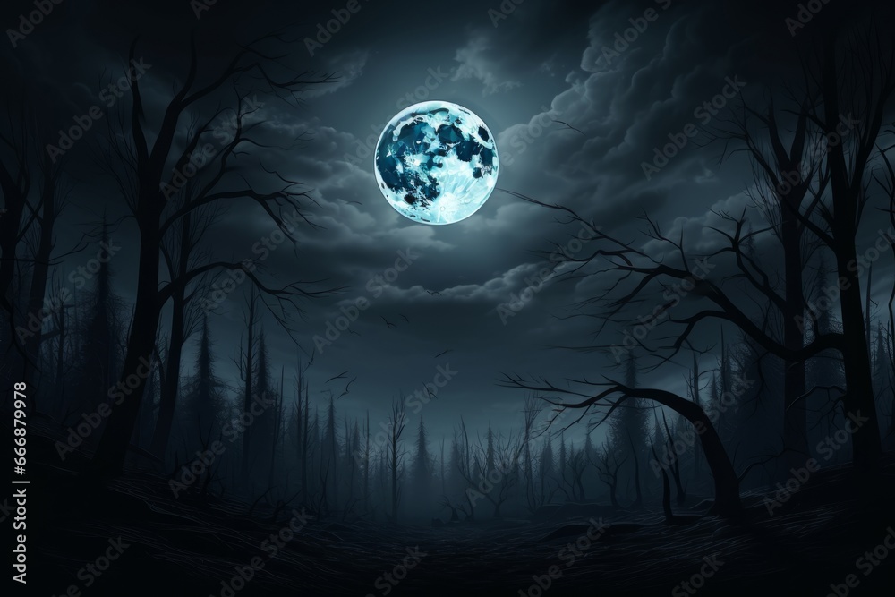 Ominous full moon backdrop. Halloween spooky background Ominous full moon backdrop. Halloween spooky background