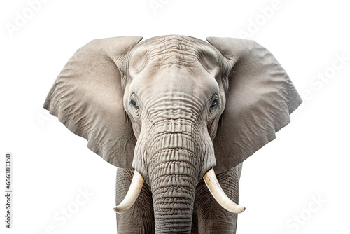 Close-up portrait of elephant white background isolated PNG