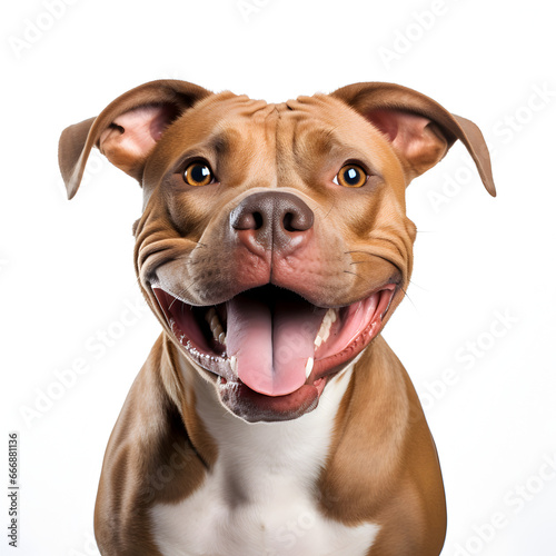 Happy Pitbull dog isolated on a white background 