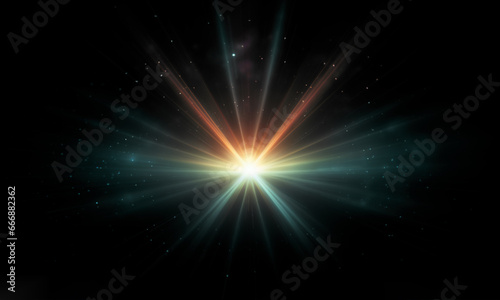 Beautiful light flares. Glowing streaks on dark background