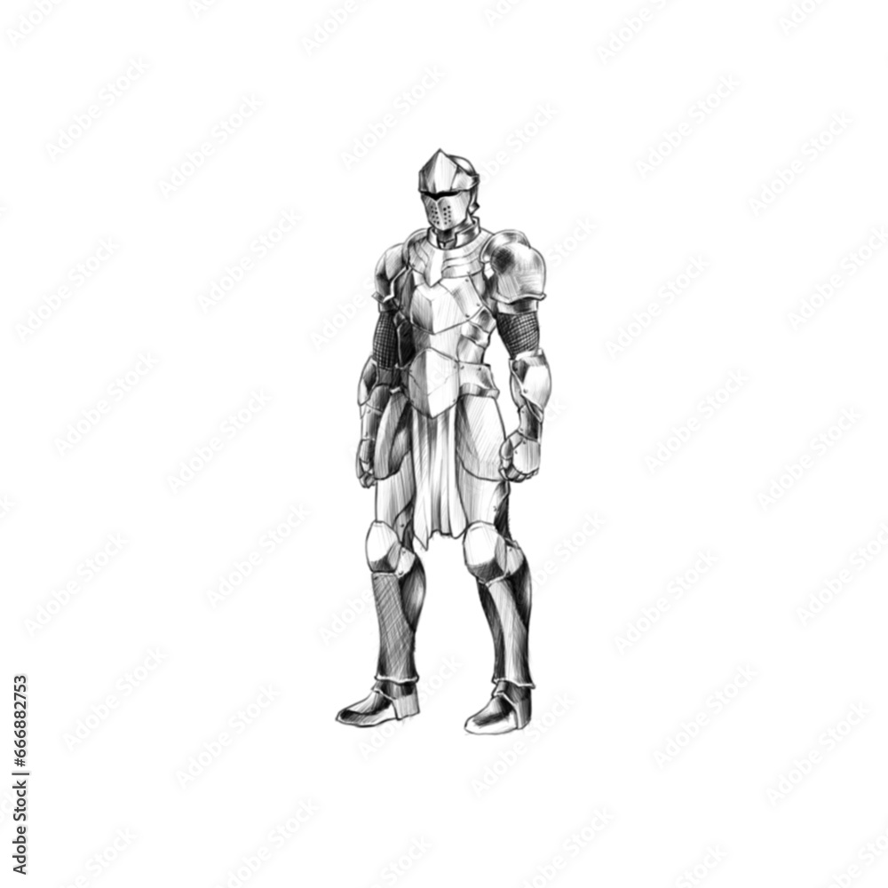 Simple Knight Soldier Sketch Illustration