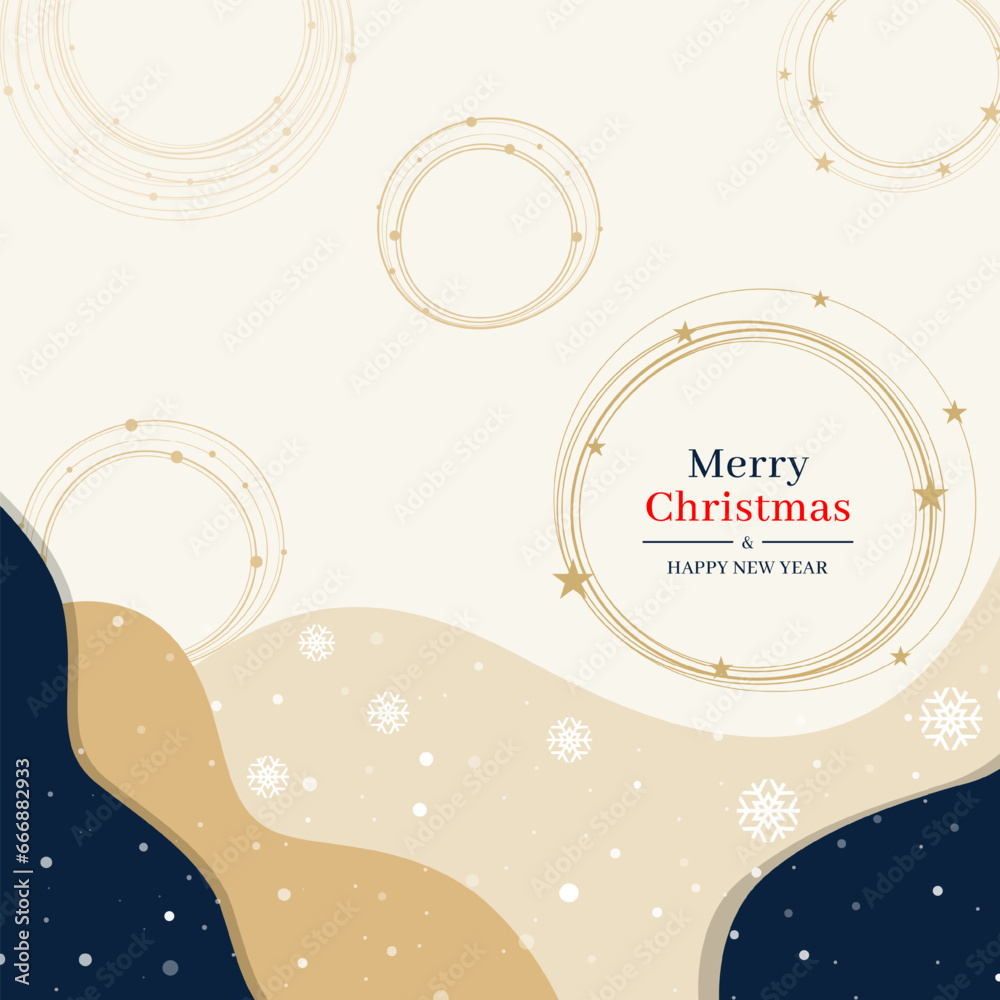  Merry Christmas and Happy New Year background with snowflakes.