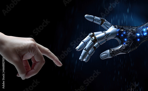 robot hand holding hands, generative ai