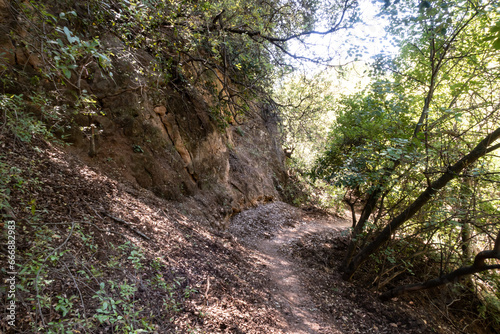 Tourist  trail leading through the Nahal Amud National Natural Park in Western Galilee in northern Israel