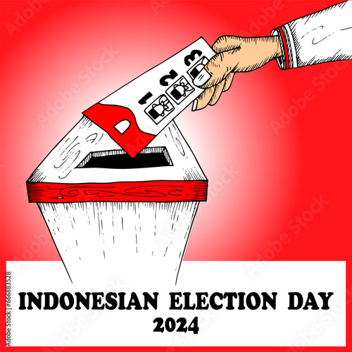 Indonesian election day 2024, poster and banner