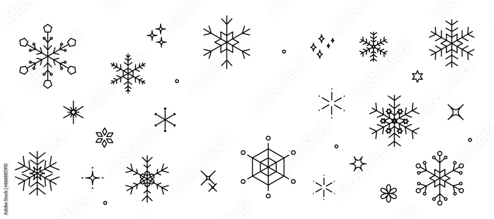 シンプルな雪の結晶のフレームイラスト　壁紙　背景イラスト　ベクター素材　snow crystal　snowflake - obrazy, fototapety, plakaty 