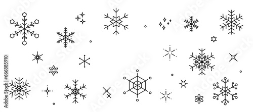 シンプルな雪の結晶のフレームイラスト　壁紙　背景イラスト　ベクター素材　snow crystal　snowflake