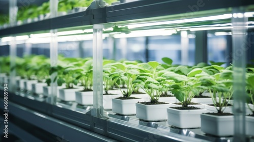 A sustainable and resource - efficient system. An aquaponics setup with fish tanks connected to plant beds. Agricultural technology continues to evolve, addressing the challenges of food security.