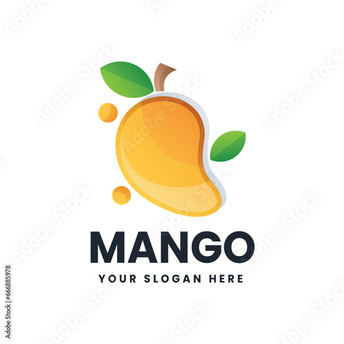 Mango fruit gradient logo vector icon illustration