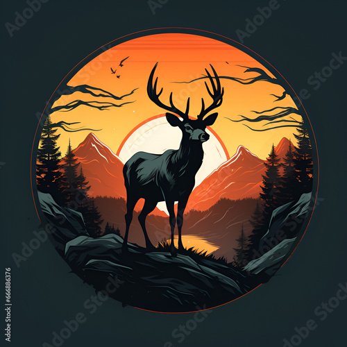 Deer Vector Style Illustration Cartoon Style Illustration Painting Drawing photo