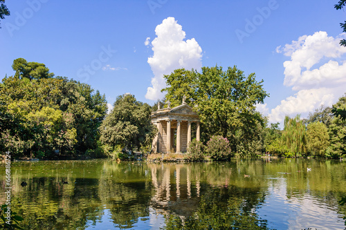 Temple of Aesculapius on the lake of Villa Borghese, Rome