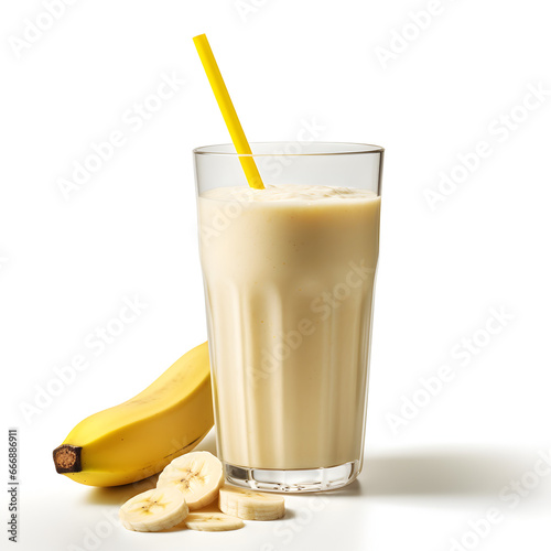 Banana smoothie isolated on a white background 