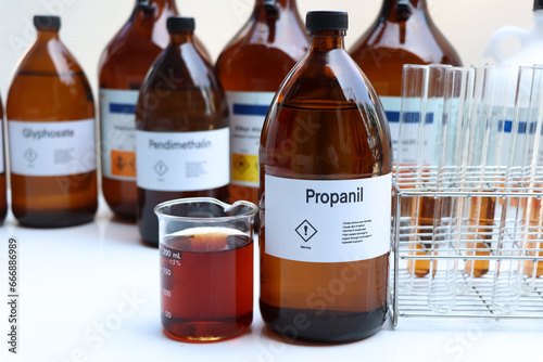 Propanil in glass, Herbicides are used to manage wasteland or control weeds in agriculture