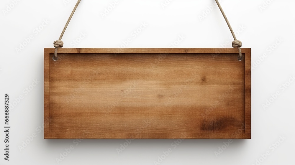 Wooden Sign Hanging with Ropes Isolated on the White Background
Wooden Sign Hanging with Ropes Isolated on the White Background