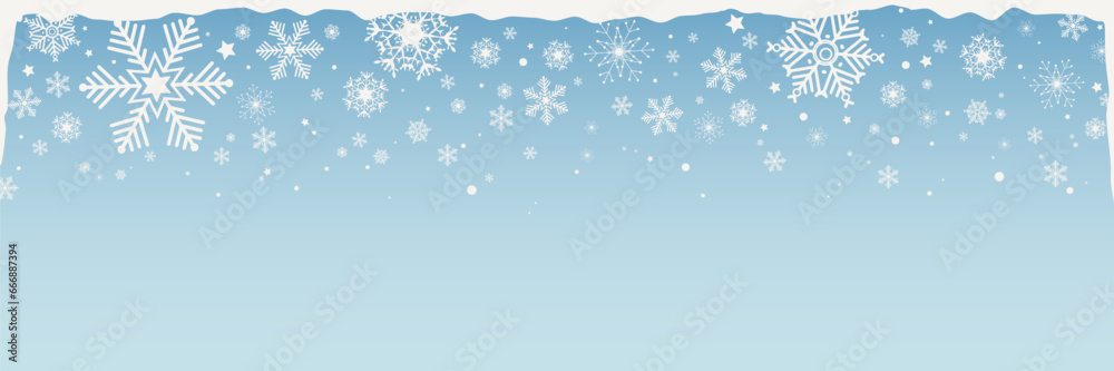 Blue winter or Christmas background banner with abstract snowflakes Blue winter or Christmas background banner with abstract snowflakes