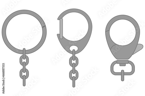 metal clasp vector illustration set for key ring,lock,bag photo