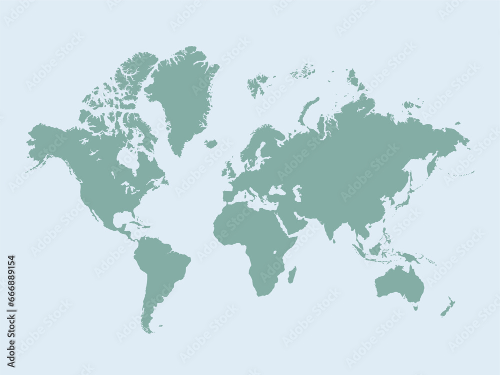 Stencil world map without borders. Minimal global atlas, geography of Earth land borders. Simple cartography vector illustration