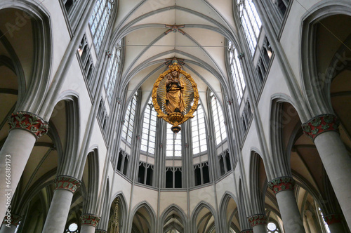 Inside of the Altenberger Dom cathedral in Odenthal, North Rhine-Westphalia, Germany