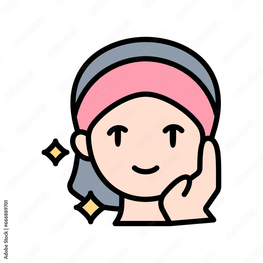 Fototapeta premium Woman doing Skin Care Icon