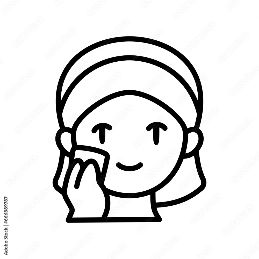 Woman doing Skin Care Icon Woman doing Skin Care Icon