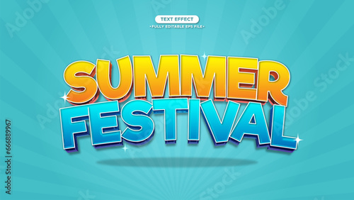 Summer Festival Text Effect for Banner and Poster Headline. Editable font and text