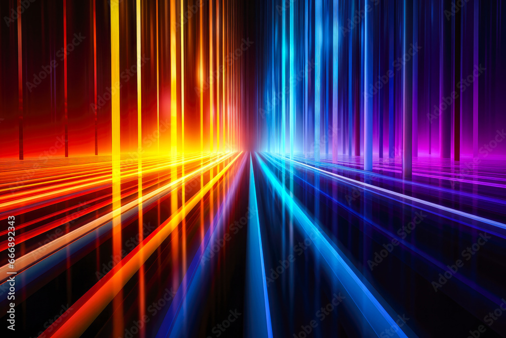 Abstract background with neon stripes. Neon lines in the dark. Abstract background with neon stripes. Neon lines in the dark.
