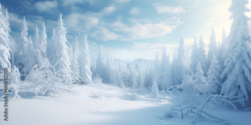 Snowfall in the winter forest. Winter landscape with snowy fir trees,Christmas winter landscape with snowy trees and majestic lights,Snowfall, Winter Forest, Winter Landscape, Snowy Fir Trees, Scenic,