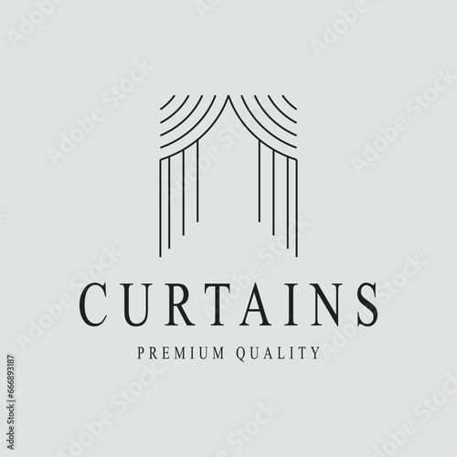 curtains logo line art vector illustration template icon graphic design