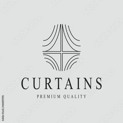 curtains logo line art vector illustration template icon graphic design