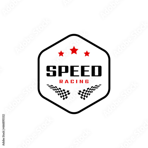 Speed racing motocross badge logo vector design template