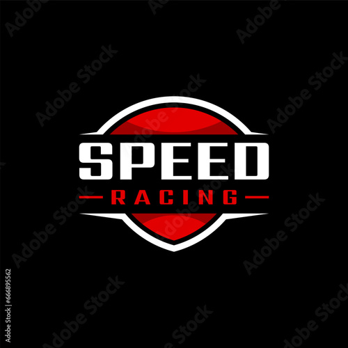 Speed racing motocross badge logo vector design template