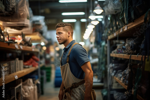 Young latin man working in hardware store © alisaaa