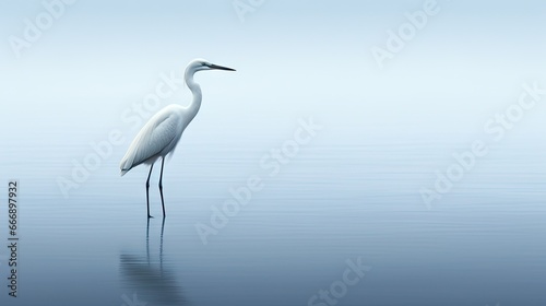  a large white bird standing in the middle of a body of water.  generative ai © Olga