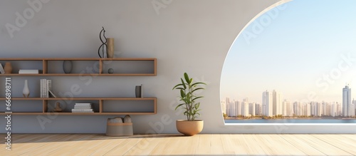 illustration of spacious indoor area with big window