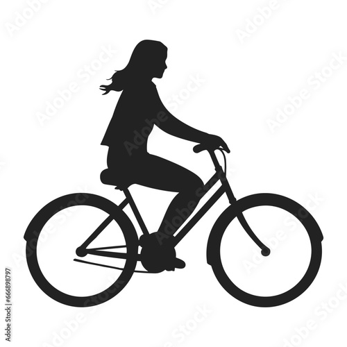 Bicycling Silhouette Vector isolated on a White Background, Cycling Silhouette Vector Clipart, Cyclist Riding Bicycle Silhouette © GFX Expert Team